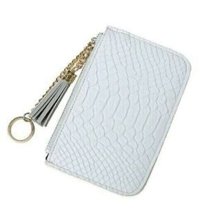 Boutique Vegan Leather Wallet Card ID Holder Zipper Pouch Key Chain Tassel